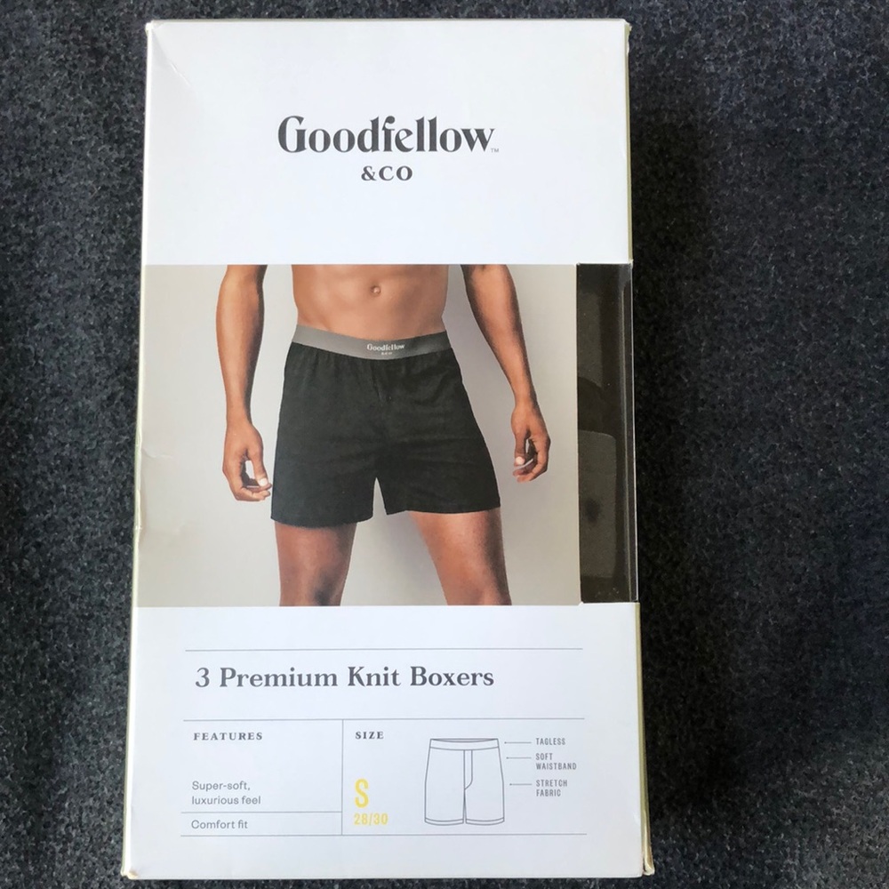 Goodfellow & Co Men’s Premium Knit Boxer 3 Pack Super-Soft Luxurious Feel Size S